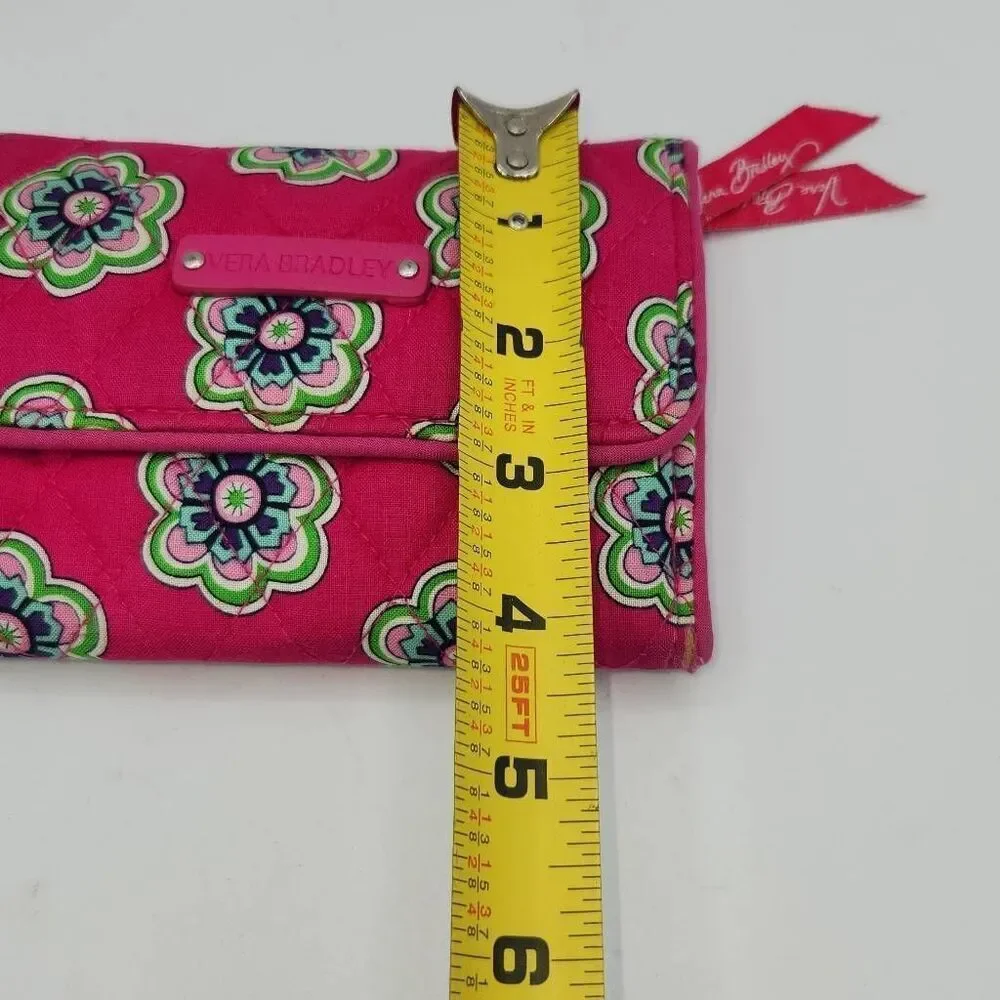 Vera Bradley Euro Wallet in Pink Swirls Flowers Card Holder Small Travel